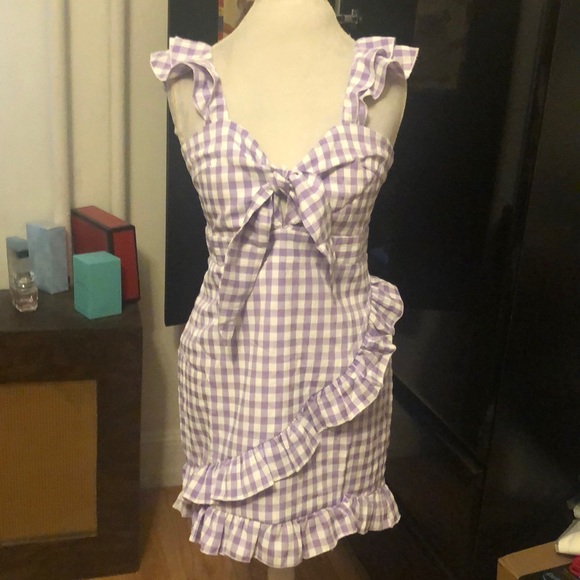 Fashion nova purple and white checkered dress - Picture 3 of 7